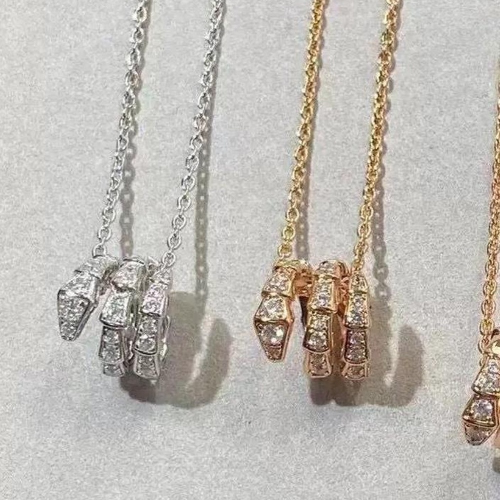 Fancy 18K plated cubic zirconia Snake pendant necklace